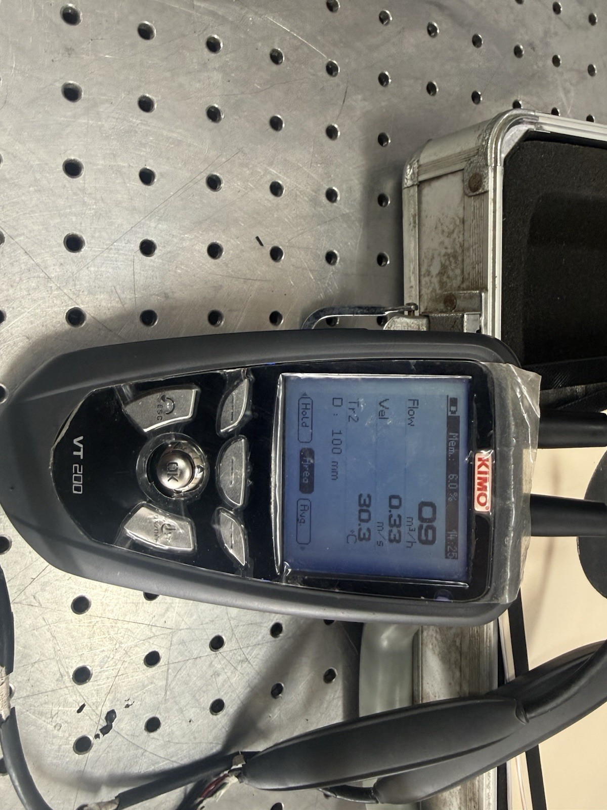KIMO VT 200 HVAC Airflow Meter + MTC4 Temp Module + Probes – Tested
