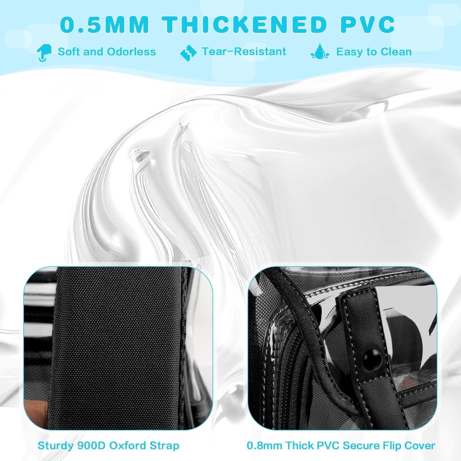 Clear Backpack Heavy Duty Transparent Bookbag, PVC See Through Backpack with ...