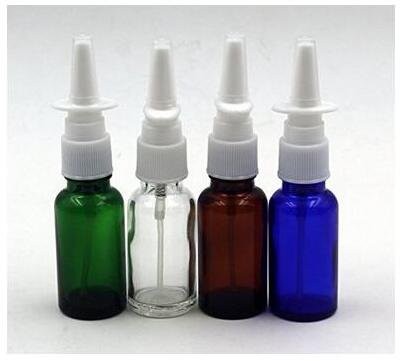 Erioctry 3Pcs 15Ml Empty Refillable Amber Glass Nasal Bottle Pump Clea