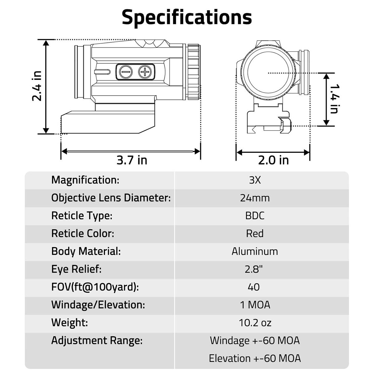 3X Motion Awake Red Dot Sight Scope Illuminated BDC Reticle For 223/5.56 Caliber