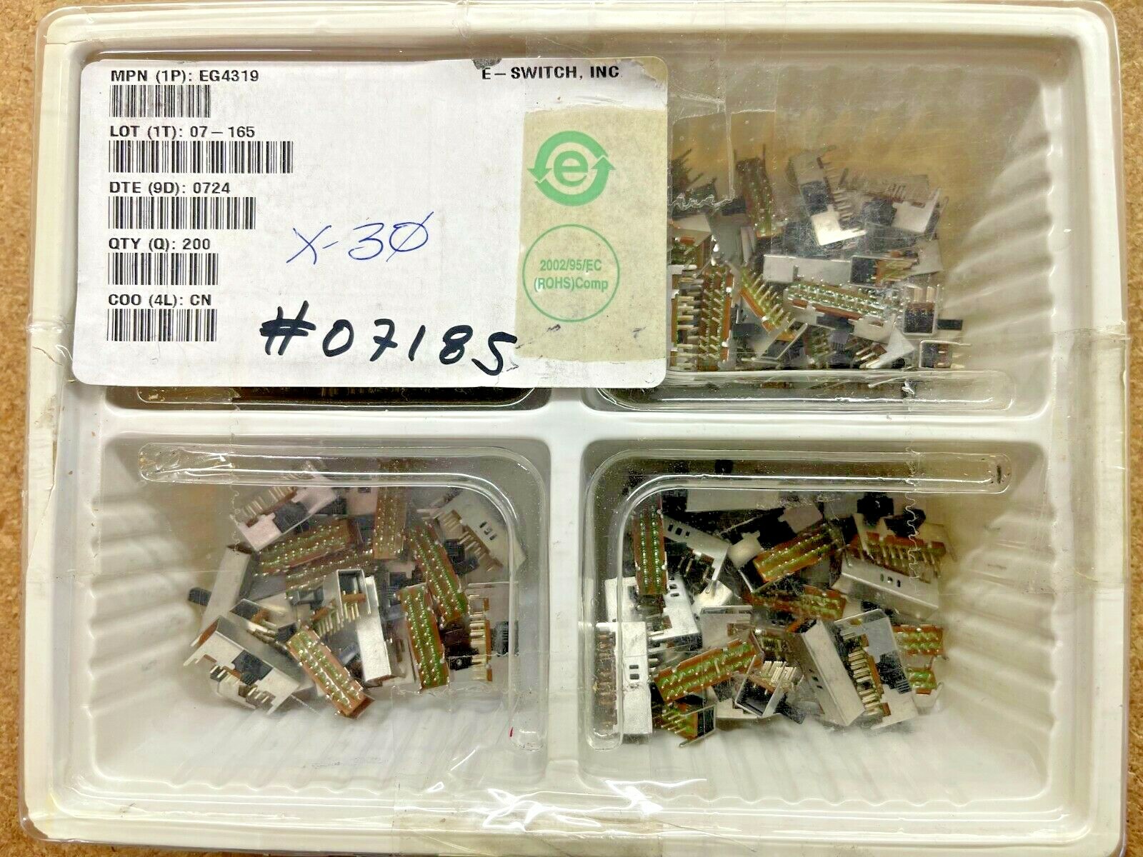 (16 PIECE LOT) EG4319 E-SWITCH, SWITCH SLIDE 4P3T 200MA 30V