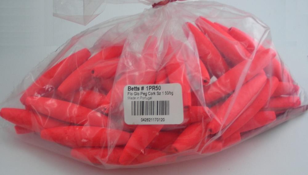 Betts 1PR-50 Red Pegged Cork Float 2.5" Length x 1/2" Dia. Bag of 50