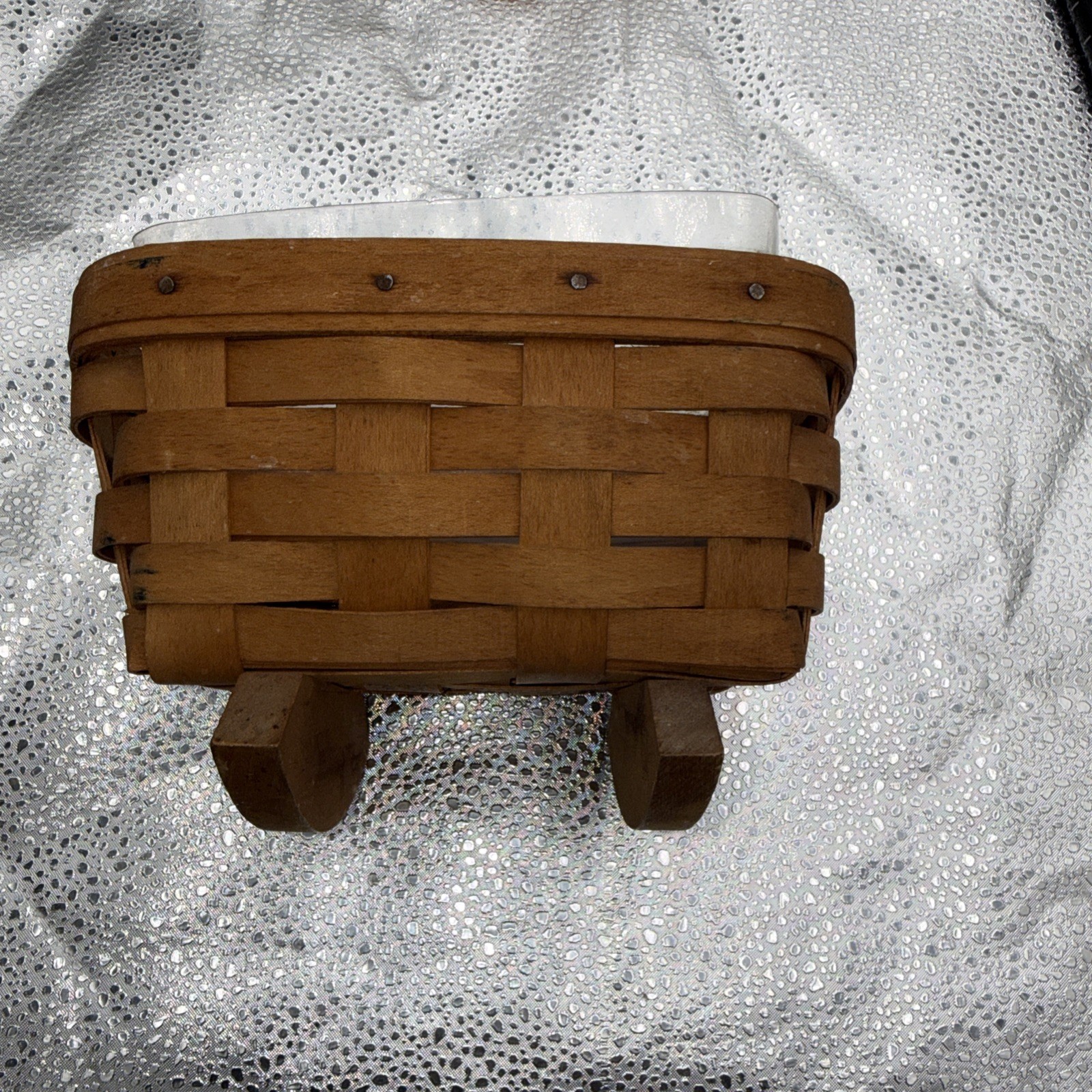 Longaberger 1993 Retired Rocking Cradle 7" Basket w Protector EUC