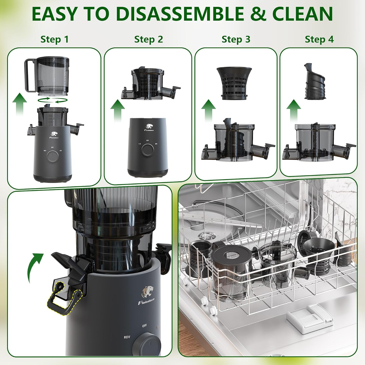 Juicer Machines, Cold Press Juicer with 5.3" Extra Large Feed Chute and Powerful
