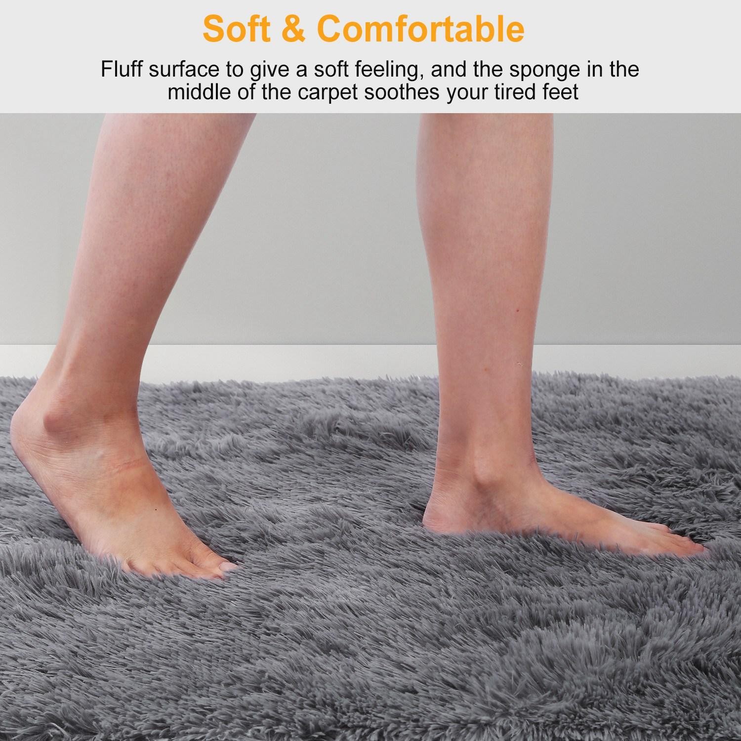 Fluffy Bedroom Rug 4’ x 2.6’ Anti-Skid Shaggy Area Rug Decorative Floor Carpet