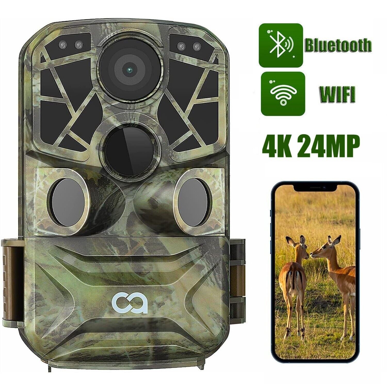 COOAU Wildlife Trail Camera 4K WiFi &Bluetooth Game Camera,940nm infrared light