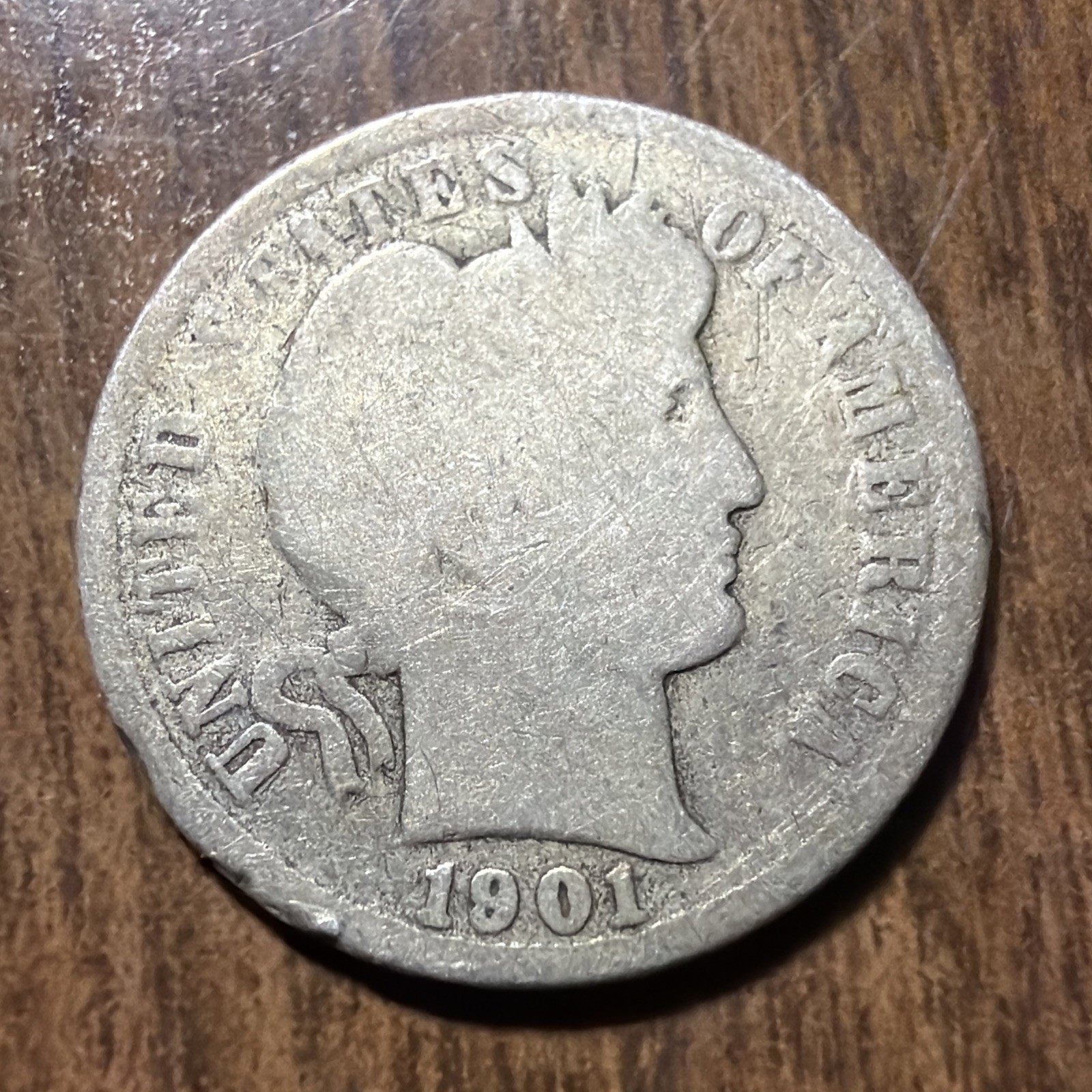 1901 Barber Dime Good Actual Coin Good Additional To Collection