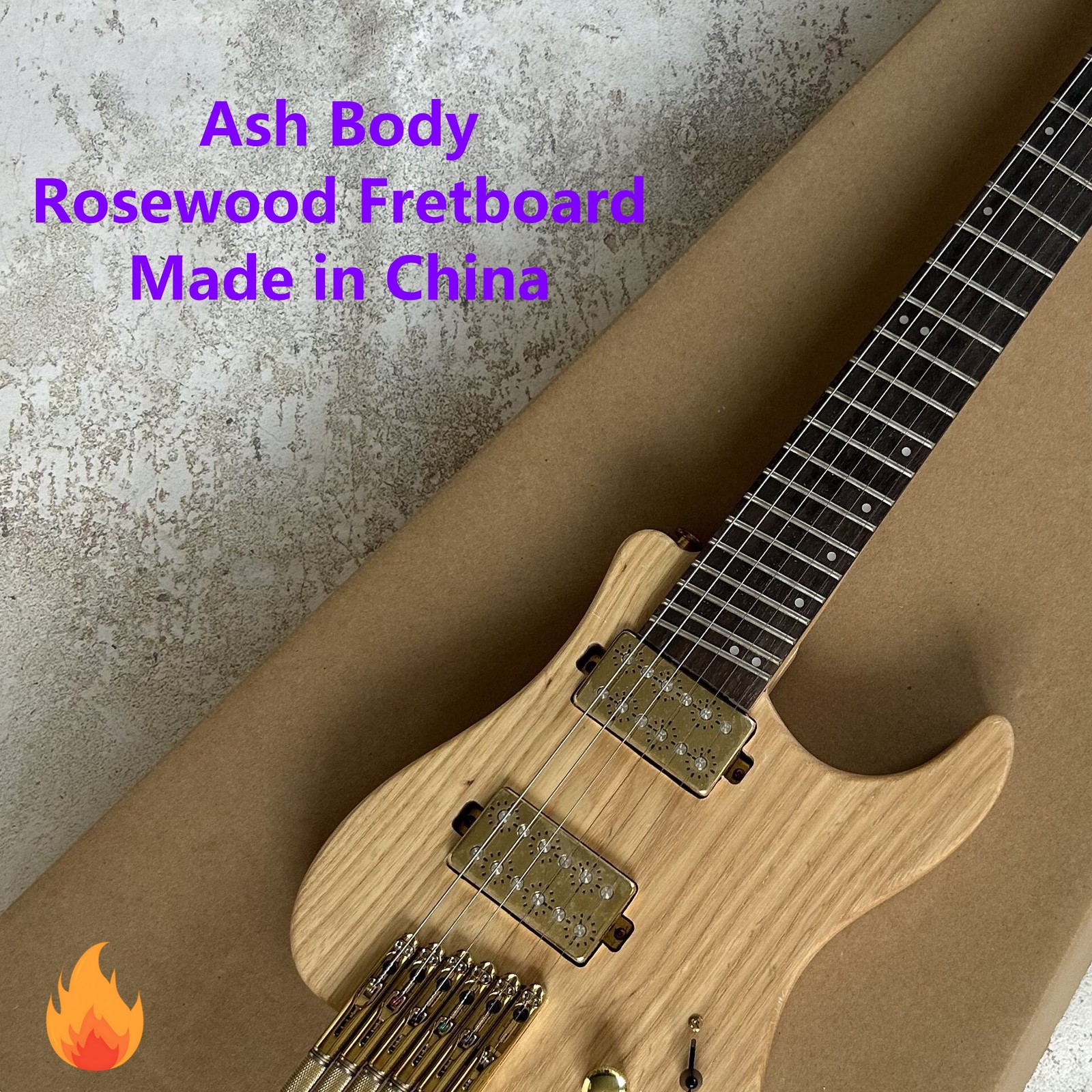 Custom Brand Electric Guitar, Ash Body, Tremolo Bridge, 24 Frets, HH Pickups