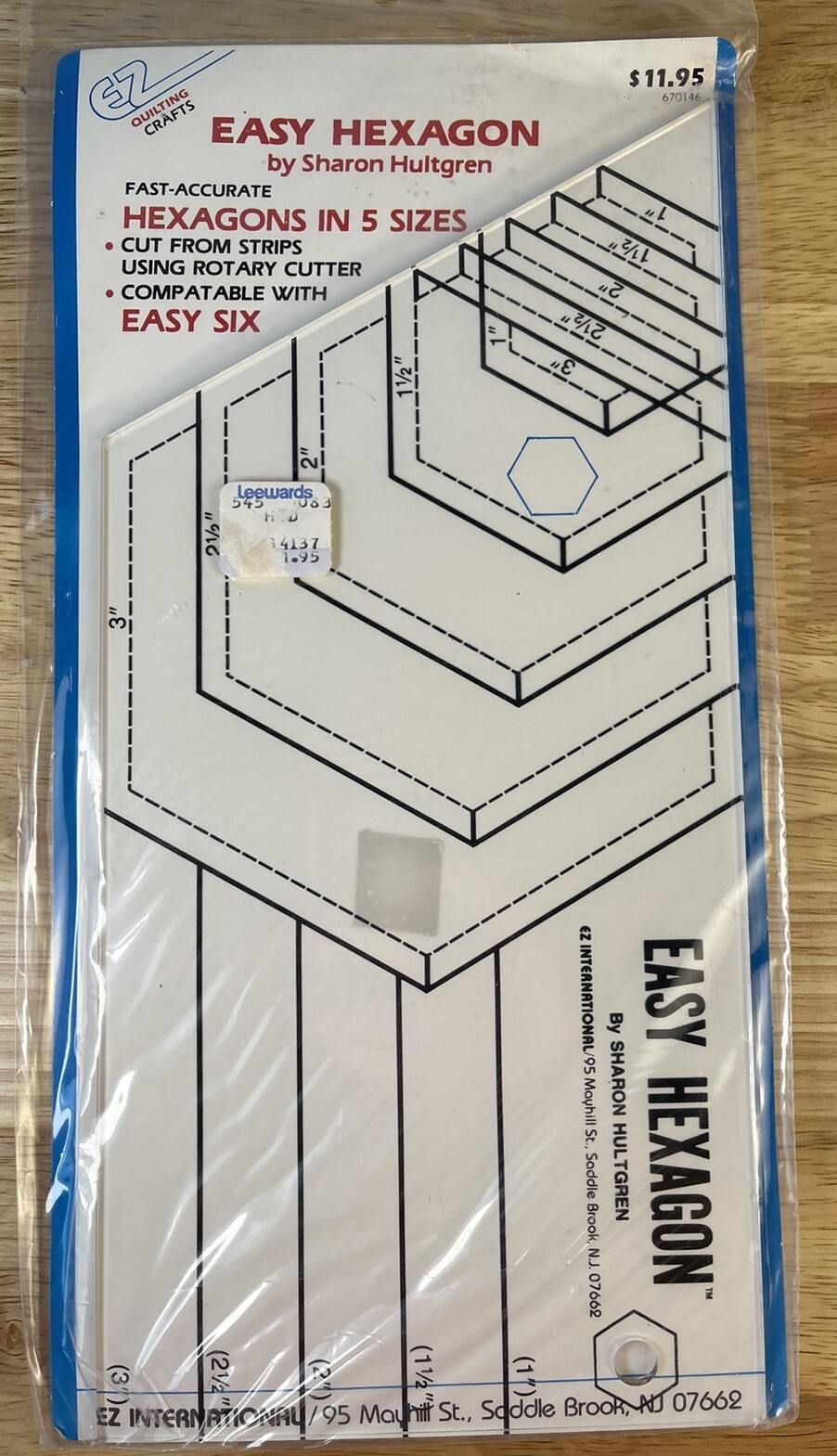 EZ Quilting Template Easy Hexagon in 5 sizes  # 670146 By Sharon Hultgren