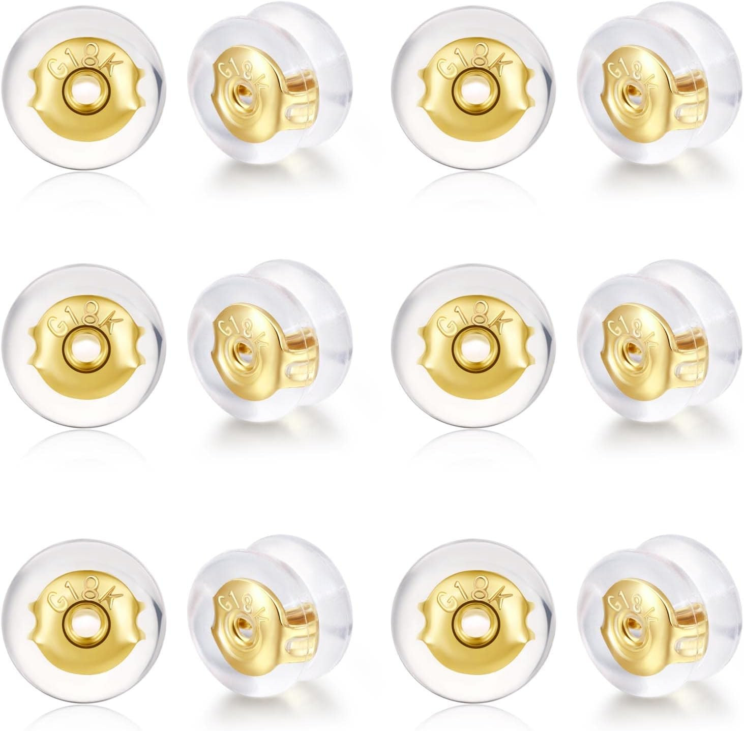 Earring Backs,18K Gold Silicone Earring Backs Replacements for Studs/Droopy Ears