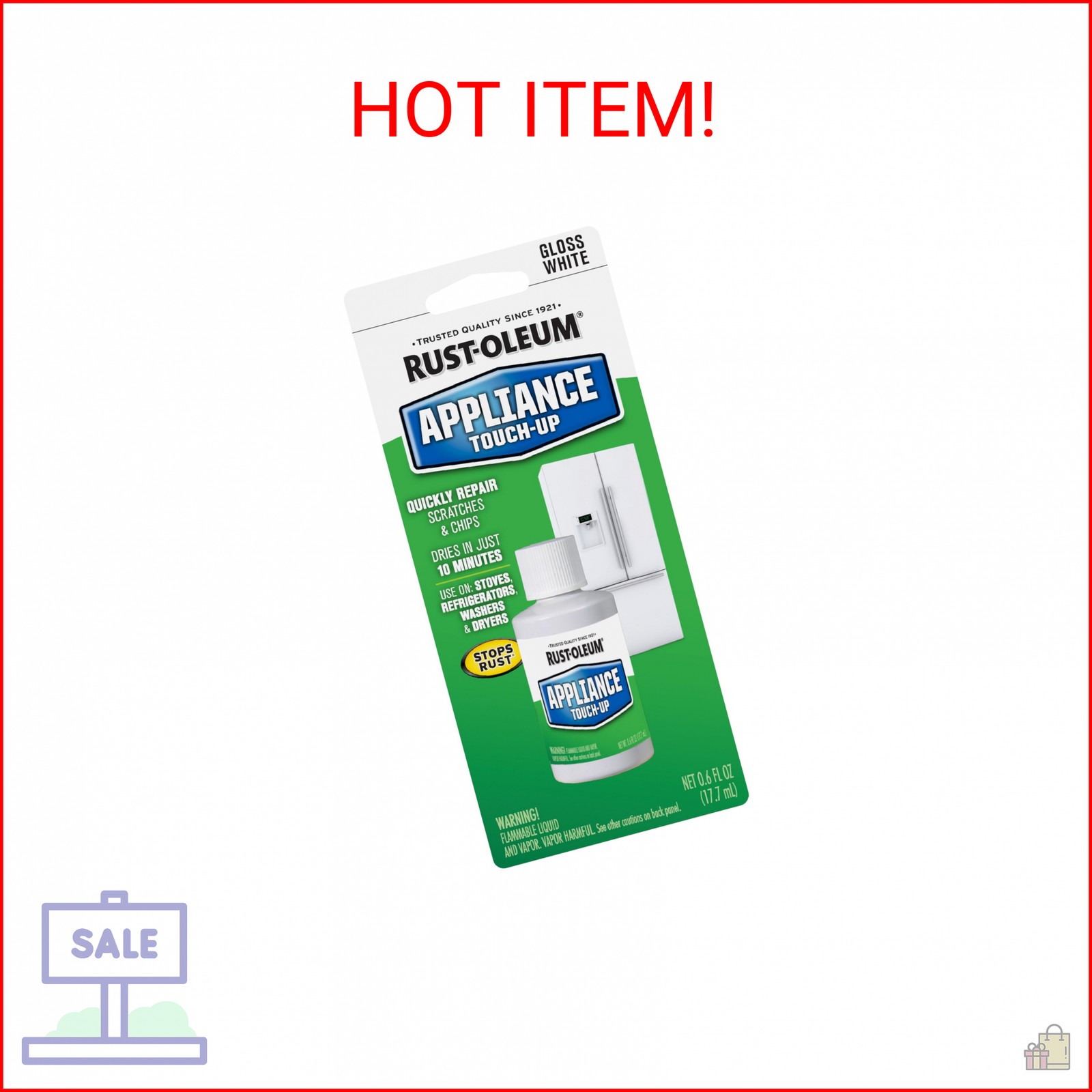 Rust-Oleum 203000 .6-Ounce Specialty Brush Bottle Appliance Touch Up, White, (Pa
