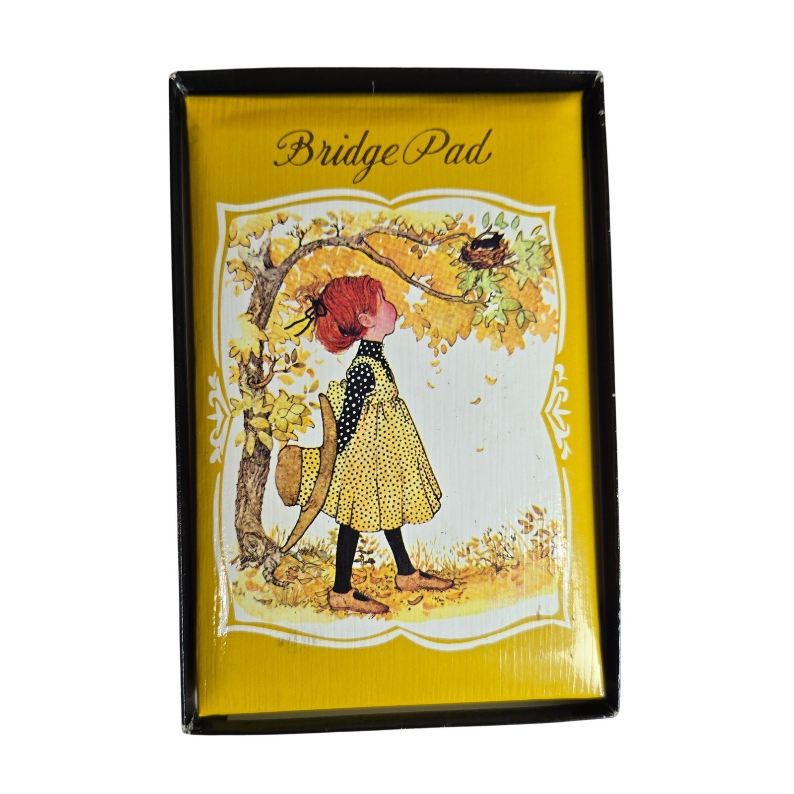 Vintage Bridge Score Pad and Pencil Set American Greetings Autumn Girl Artwork