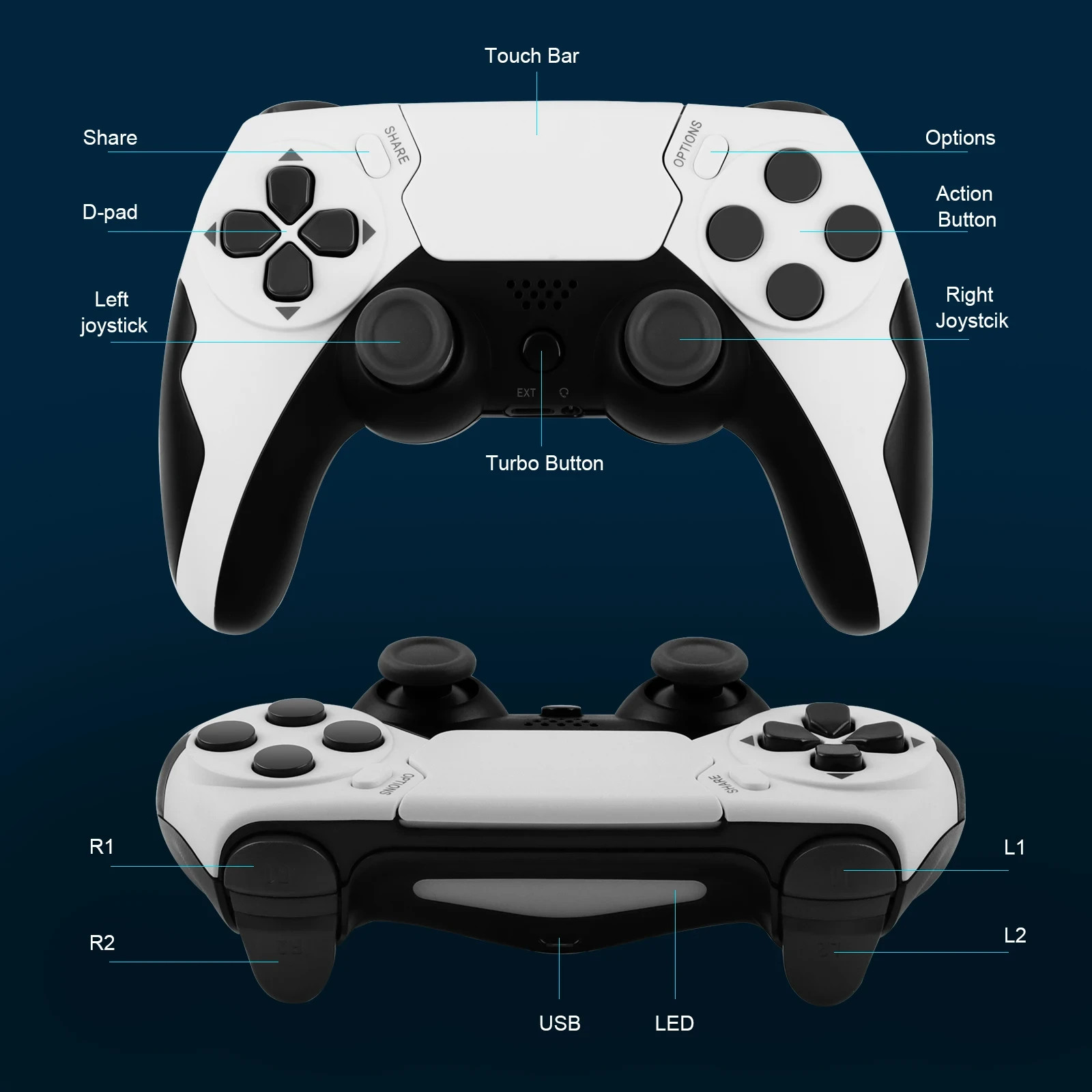 Wireless Controller Compatible with PS4 PS3 PC Bluetooth Gamepad Dual Vibration#