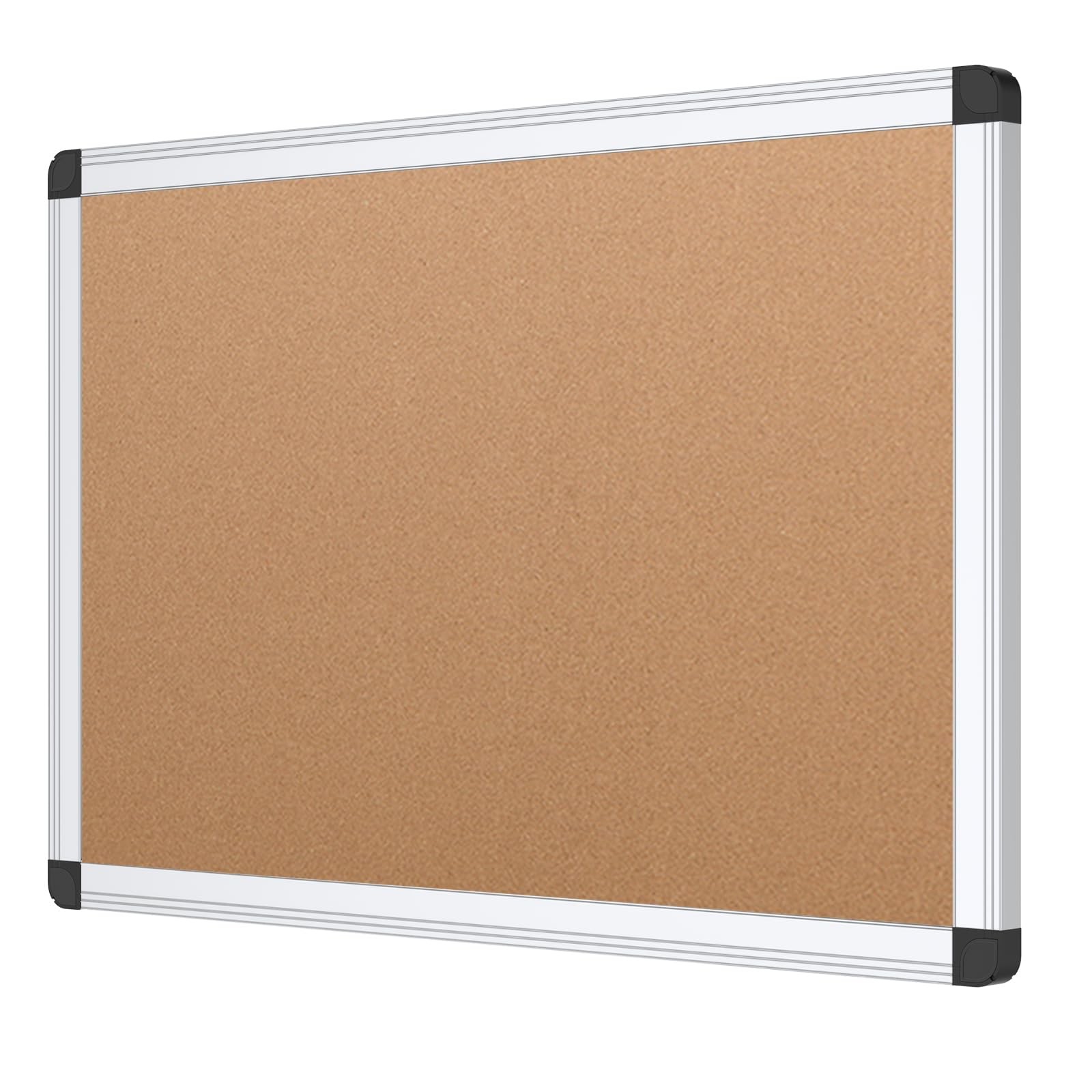 VIZ-PRO Cork Notice Board, 18 X 12 Inches, 18 X 12 Silver, Beige