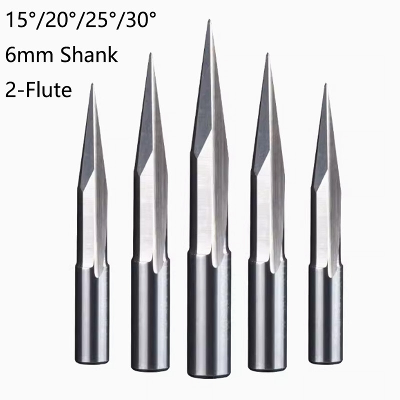 6mm Shank 2-Flute V Shape Carbide End Mill Straight Engraver CNC Router Bits New