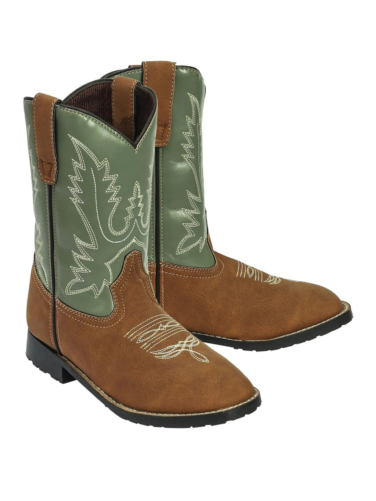 TuffRider Kids Congaree Rounded Toe Western Cowboy Boots Tan w/ Sage 2C