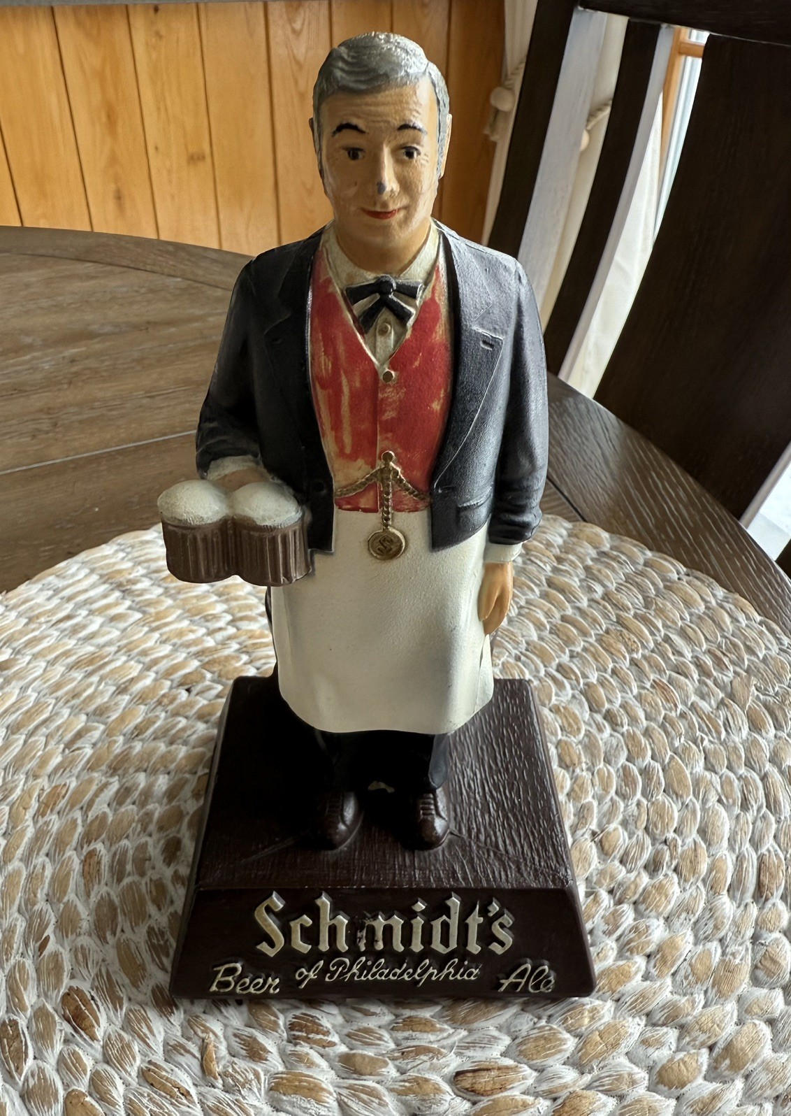 Vintage Schmidts Beer Metal Swizzle Stick Holder & Beer Foam Scraper