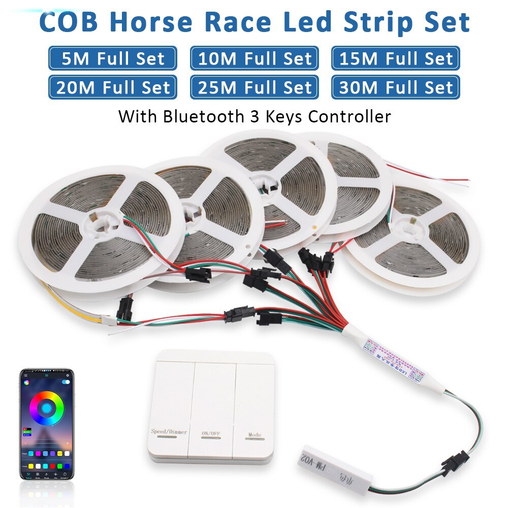 WS2811 COB Running Water Flowing LED Strip Light DC24V 20-30M Horse Race Chasing