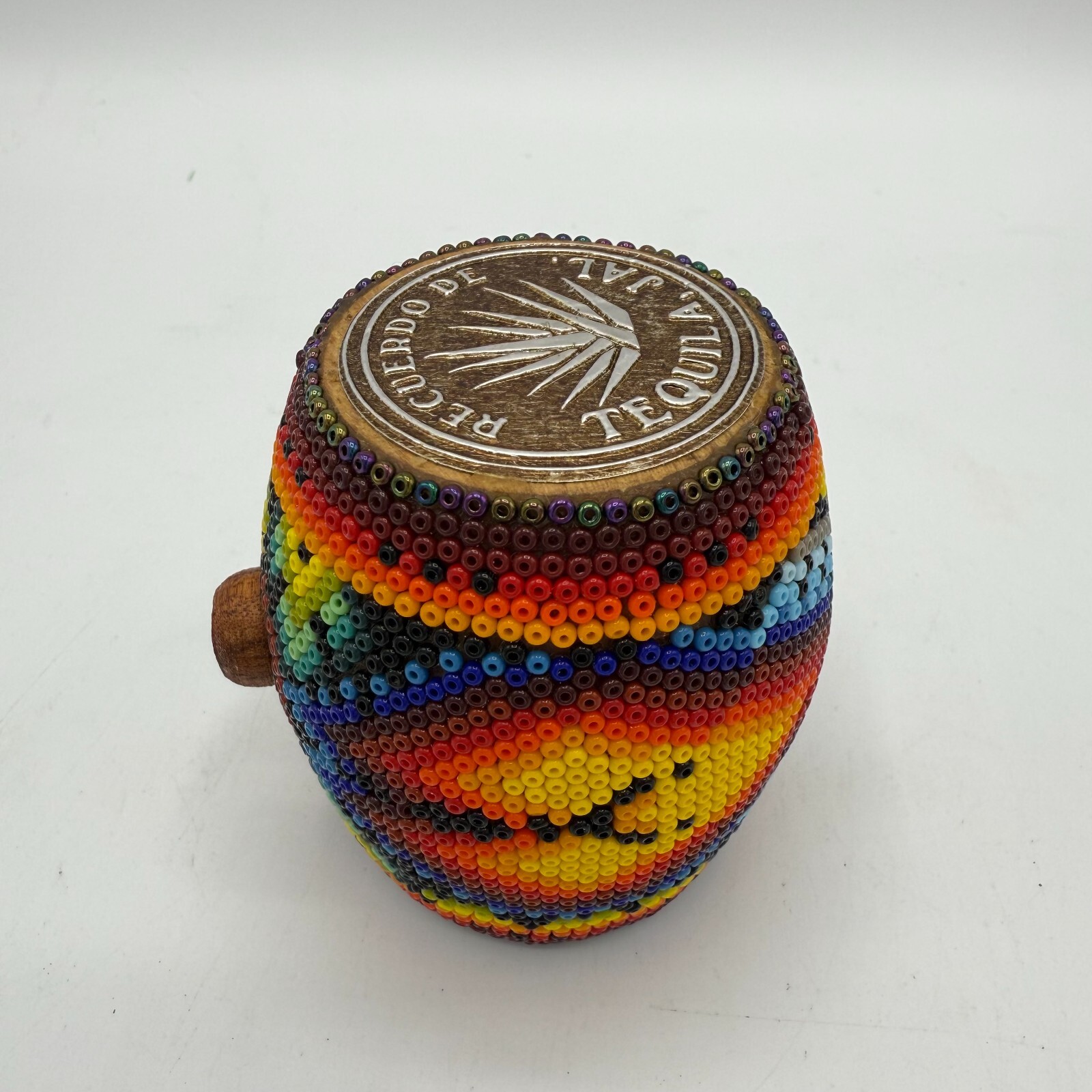 Huichol Mexican Folk Art Advertising Piece “Recuerdo de Tequila” Barrel - Rare!