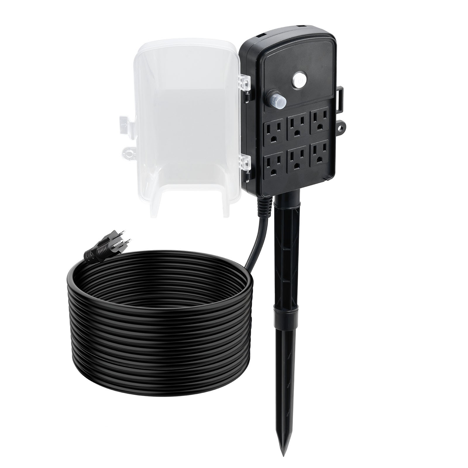 Uimoso Outdoor Power Stake with 6 Outlets and 25 FT Weatherproof Extension Cord