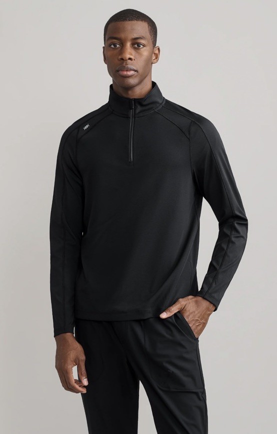 Rhone Men's Rise 1/4 Zip Black Pullover Long Sleeve Shirt NWT Size XL