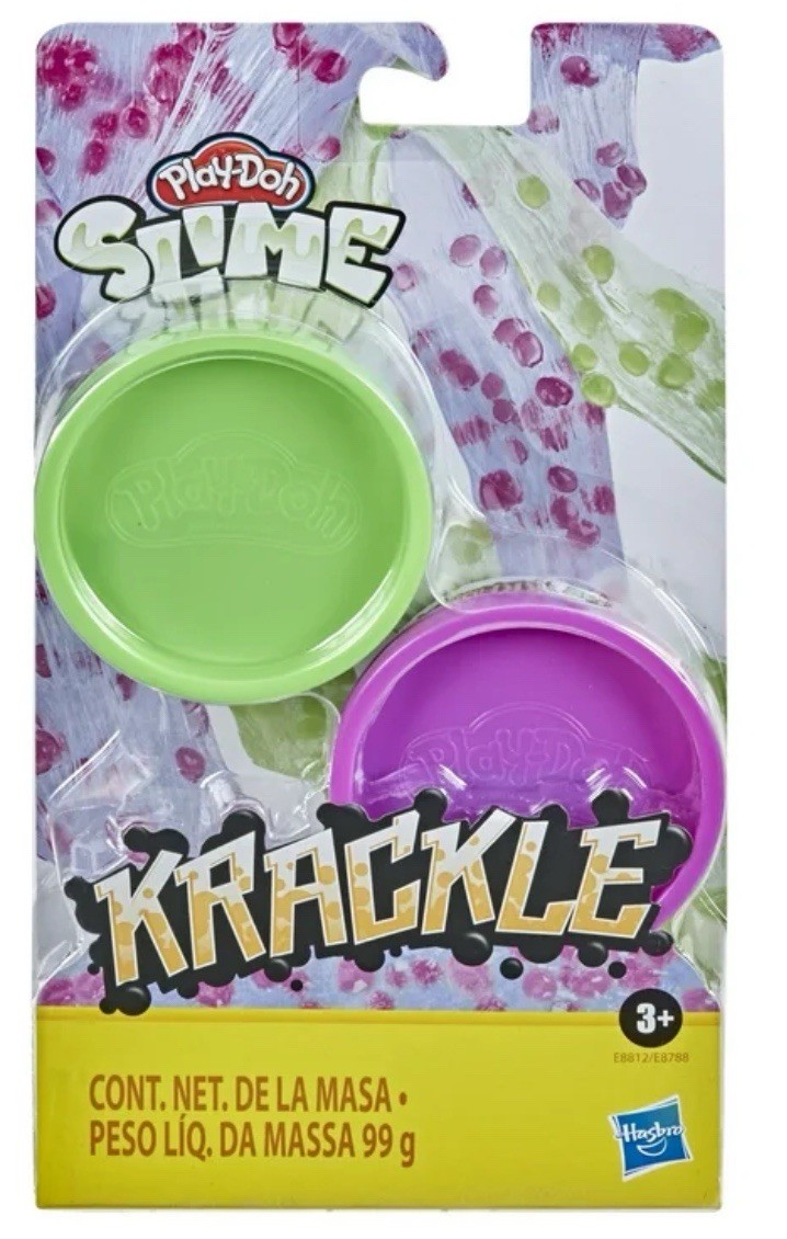 Play-Doh Krackle Purple & Green 2 Pack of Slime with Beads for Kids 3 Years & Up
