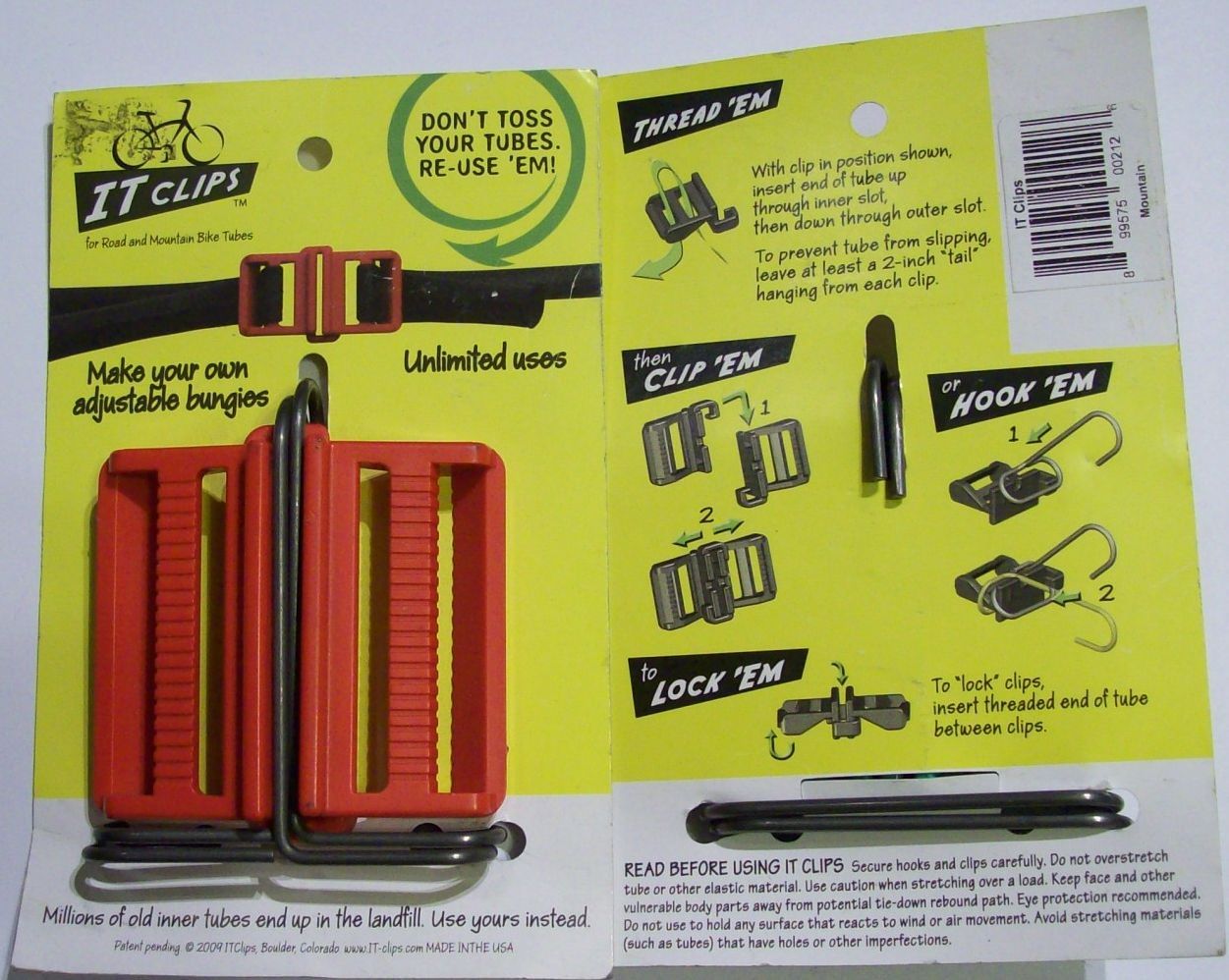 Bicycle Riding IT CLIPS Tie Down Strap ATB/MTB Tube Re-use old bike tubes NOS
