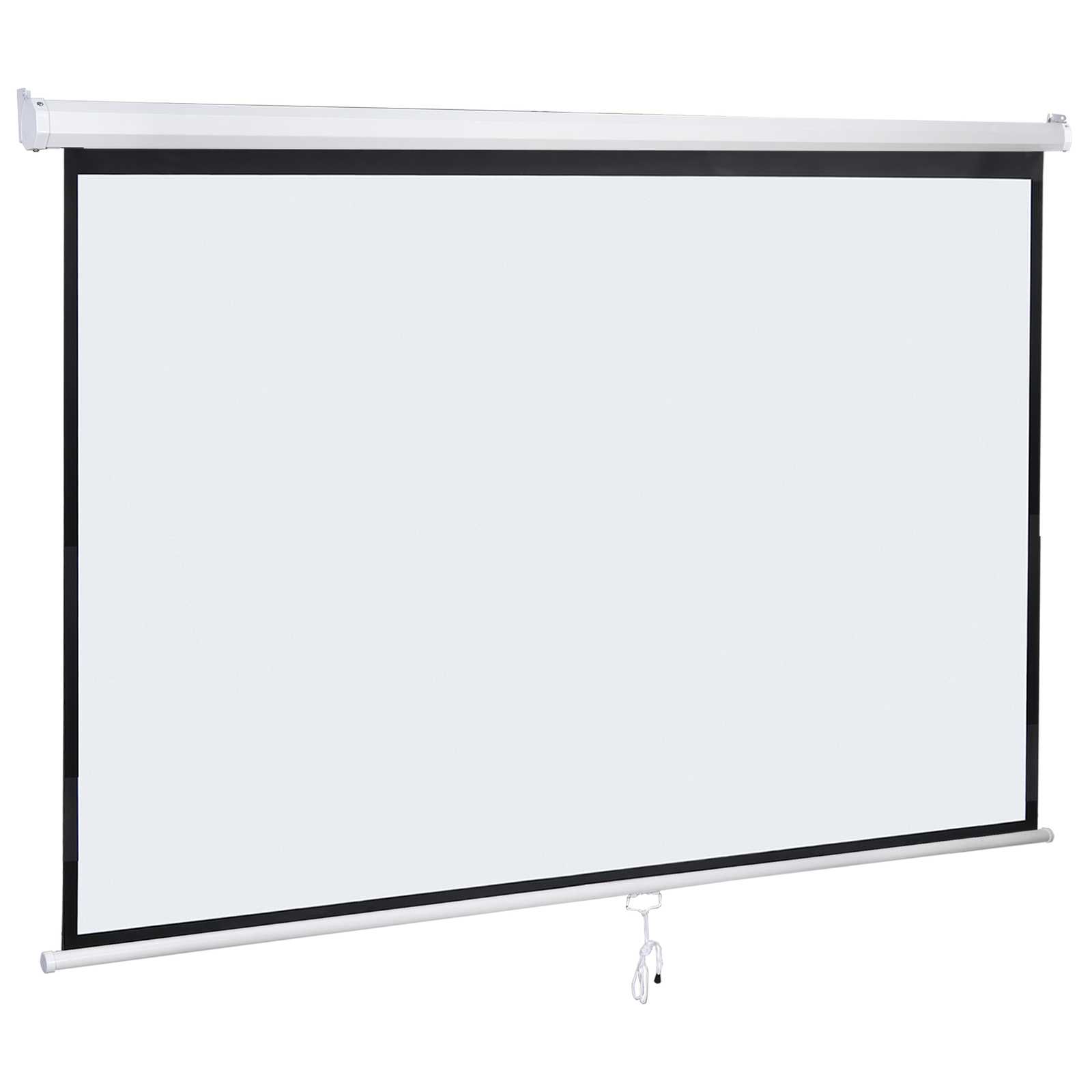 80 Inch Manual Pull Down Projector Screen 16:9 HD Retractable Widescreen Matte