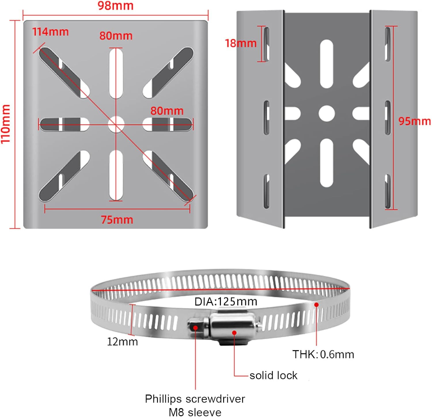 Universal Vertical Pole Mount for Security Camera, Stainless Steel Mounting Corn