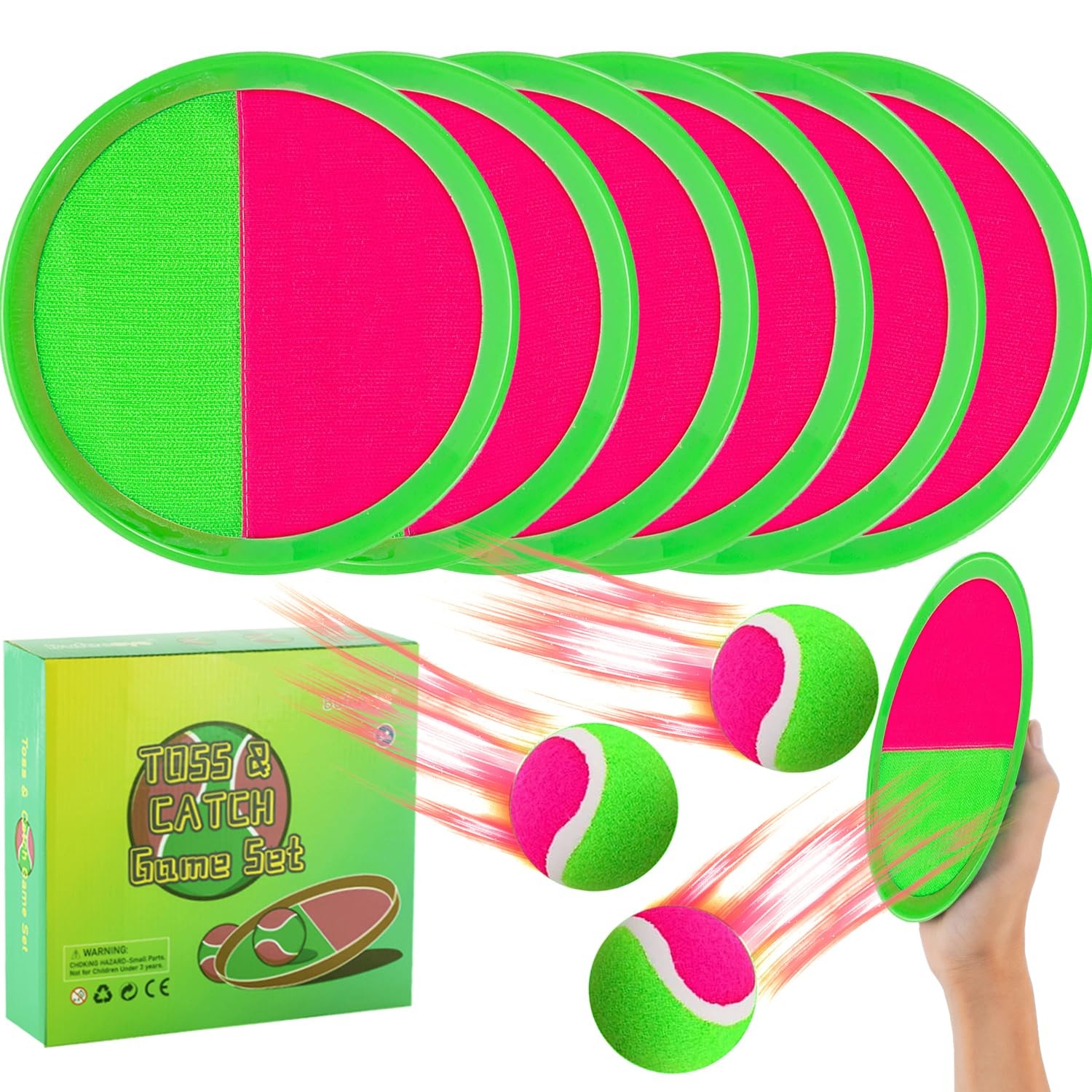 Outdoor Toys, Beach Toys Toss and Catch Set, Outside Yard Games for with 6 Pa...