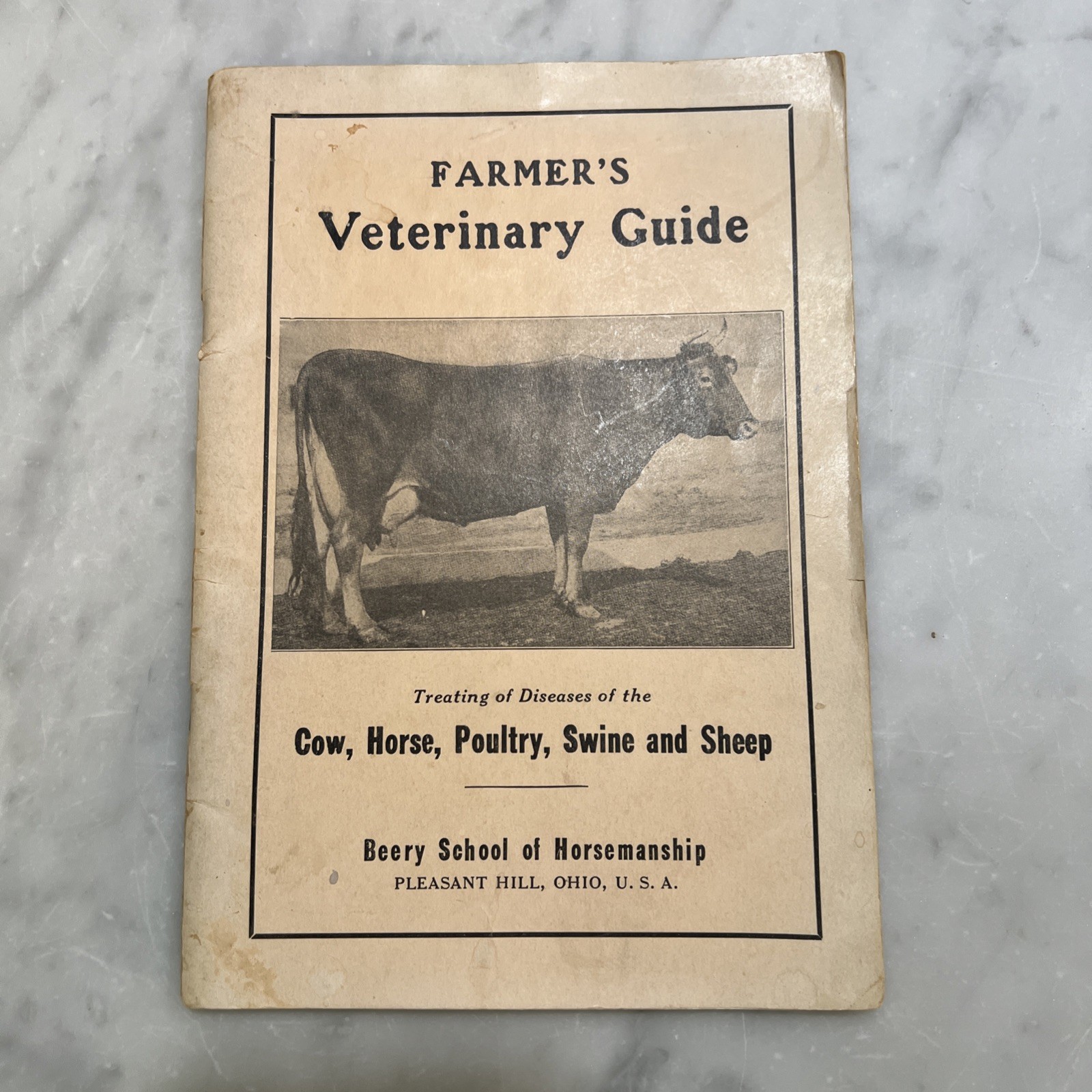 Farmer's Veterinary Guide Beery School of Horsemanship Treat Diseases Cow Horse