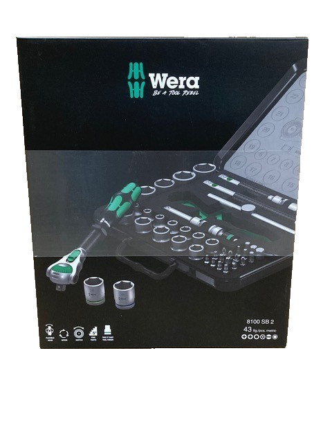 Wera Ratchet Set, 8100 SB2 Zyklop Speed 43 Piece,  3/8" Drive, Metric, Pivotal