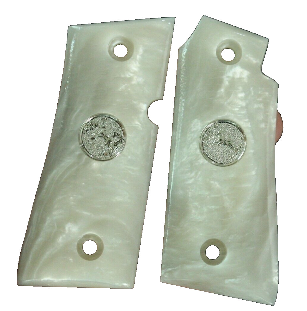 Colt Mustang 380 Pocketlite Grips Custom Imitation White Pearl # Random silver