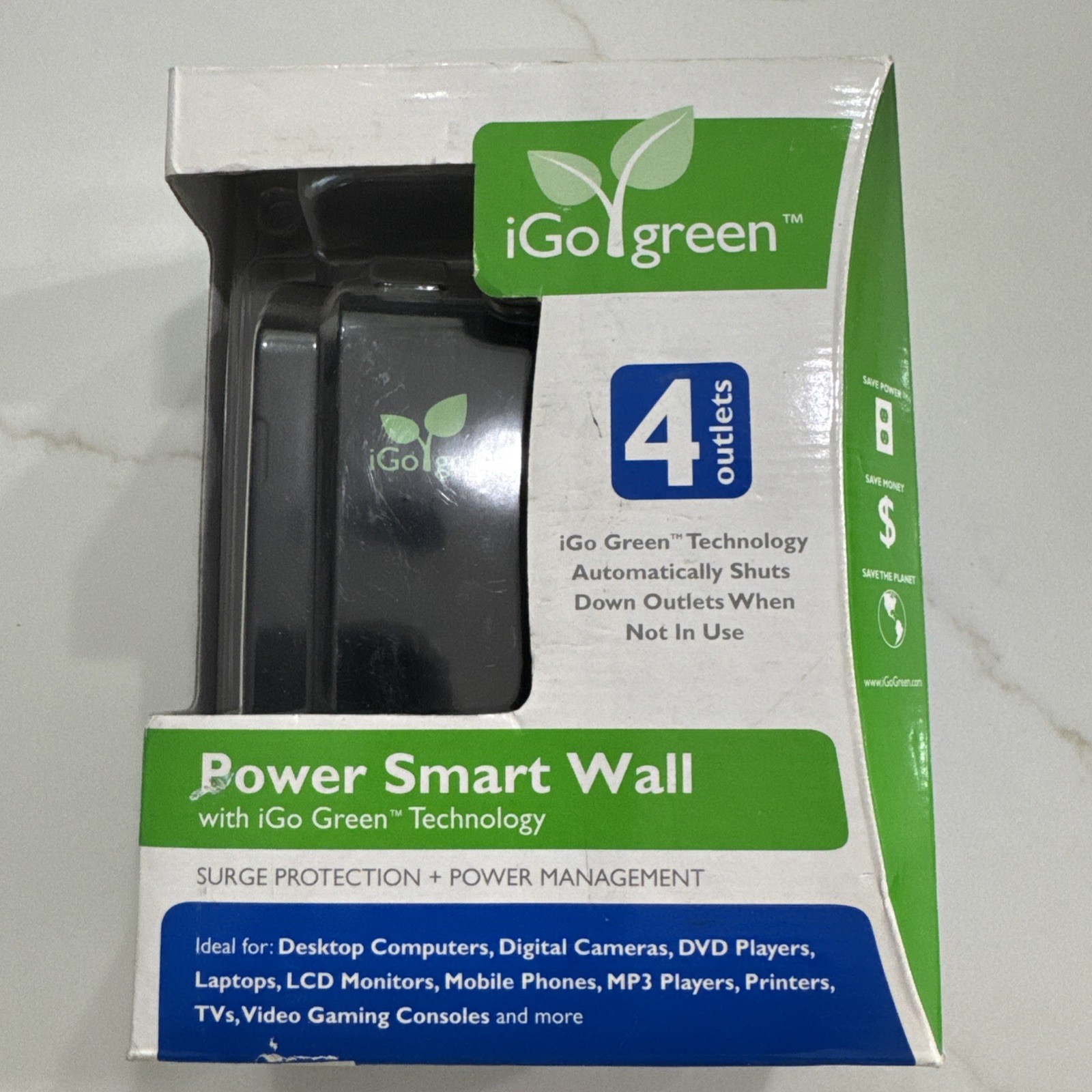iGo PM00012-0001 Green Power Smart Wall Surge Protectors 4 Outlets