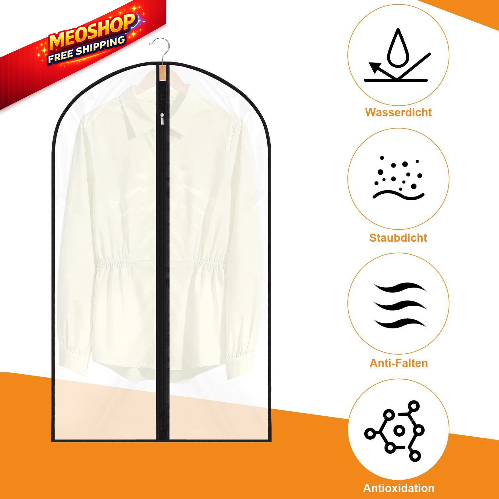 12 Pack Garment Bags 60 * 100cm, 40in PEVA Translucent 12Pcs: Clear