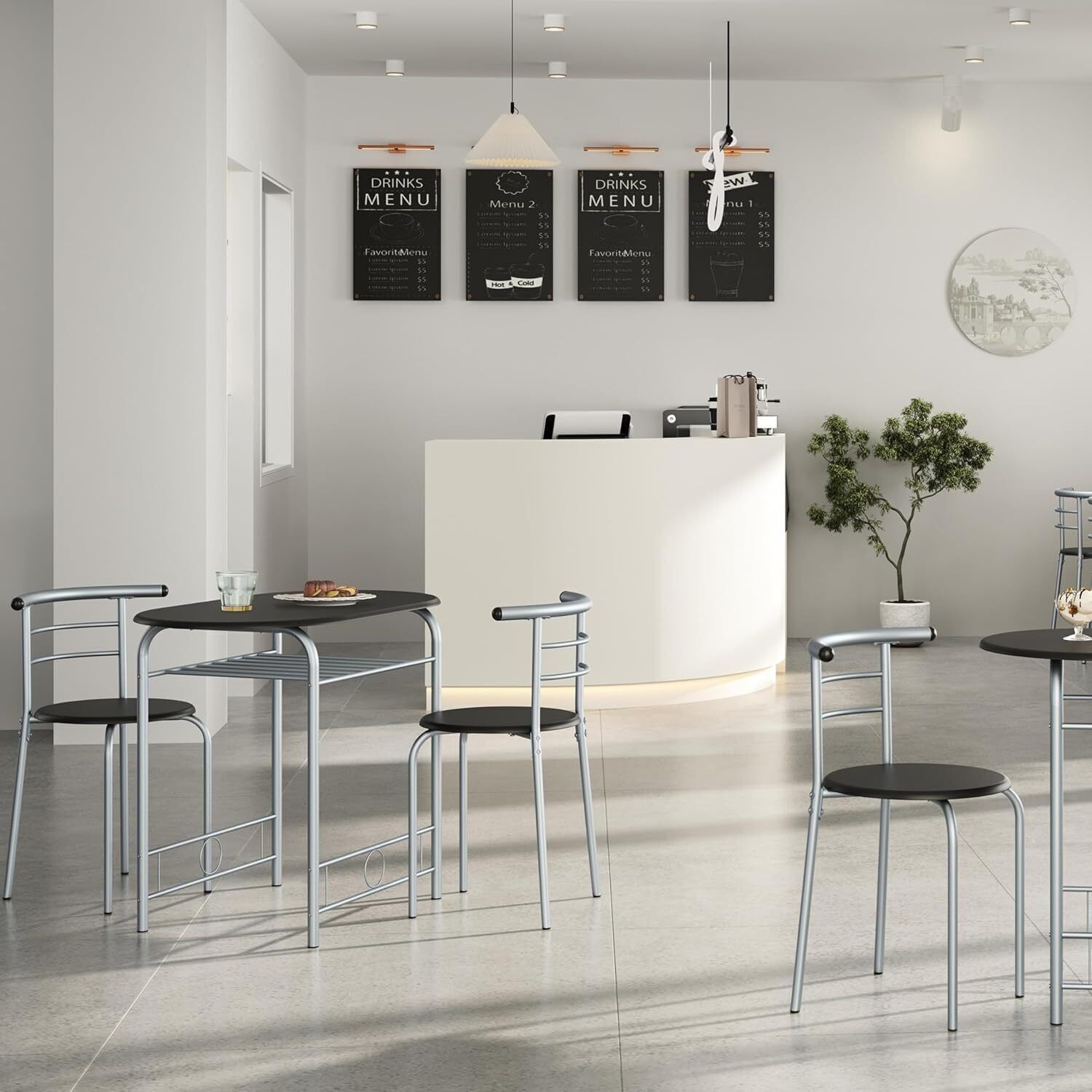 3-Pce Dining Room Table Set, Kitchen Table & Chair Sets for 2, Compact Table Set