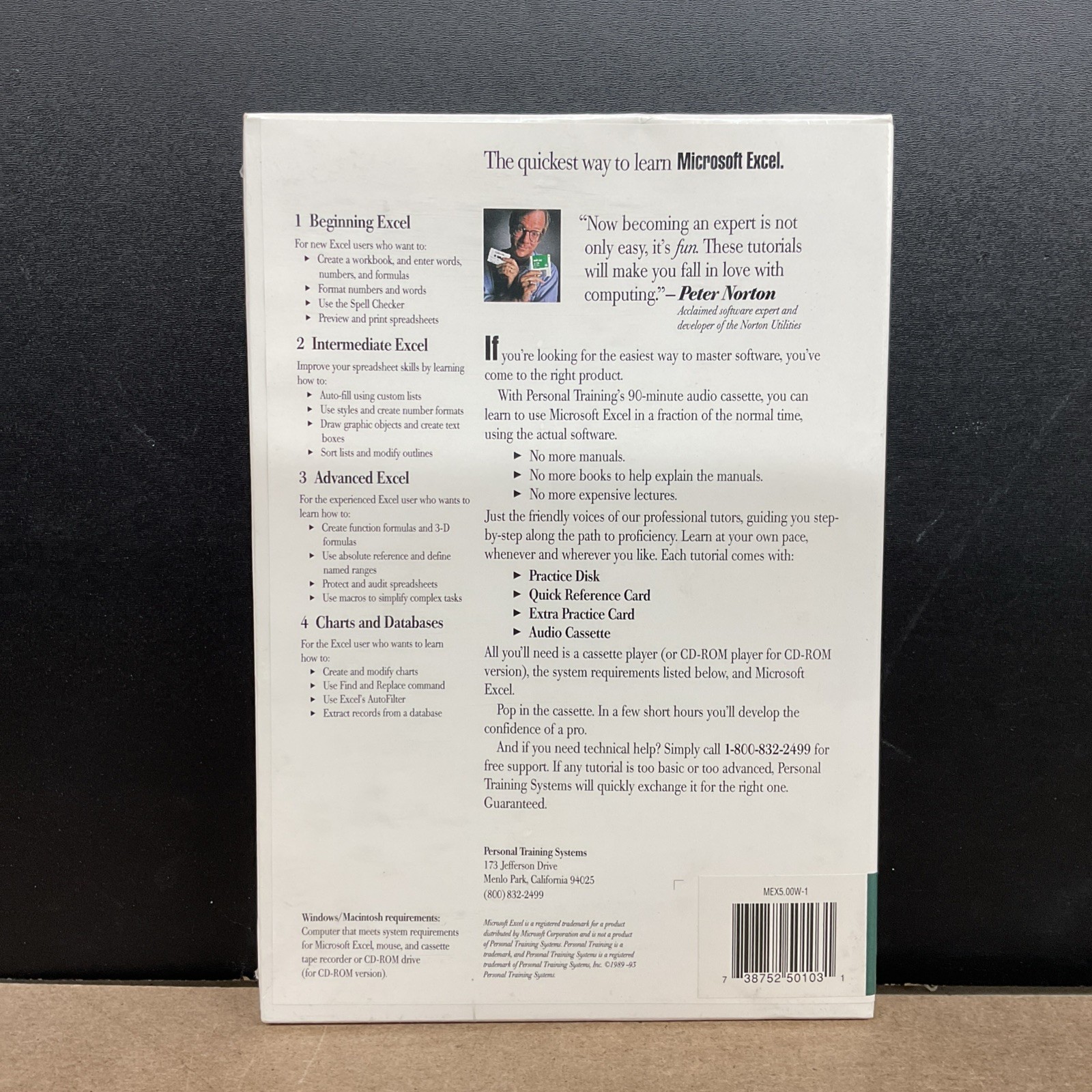 Peter Norton Beginning Excel 5.0 For Windows CD-ROM Training Factory Sealed