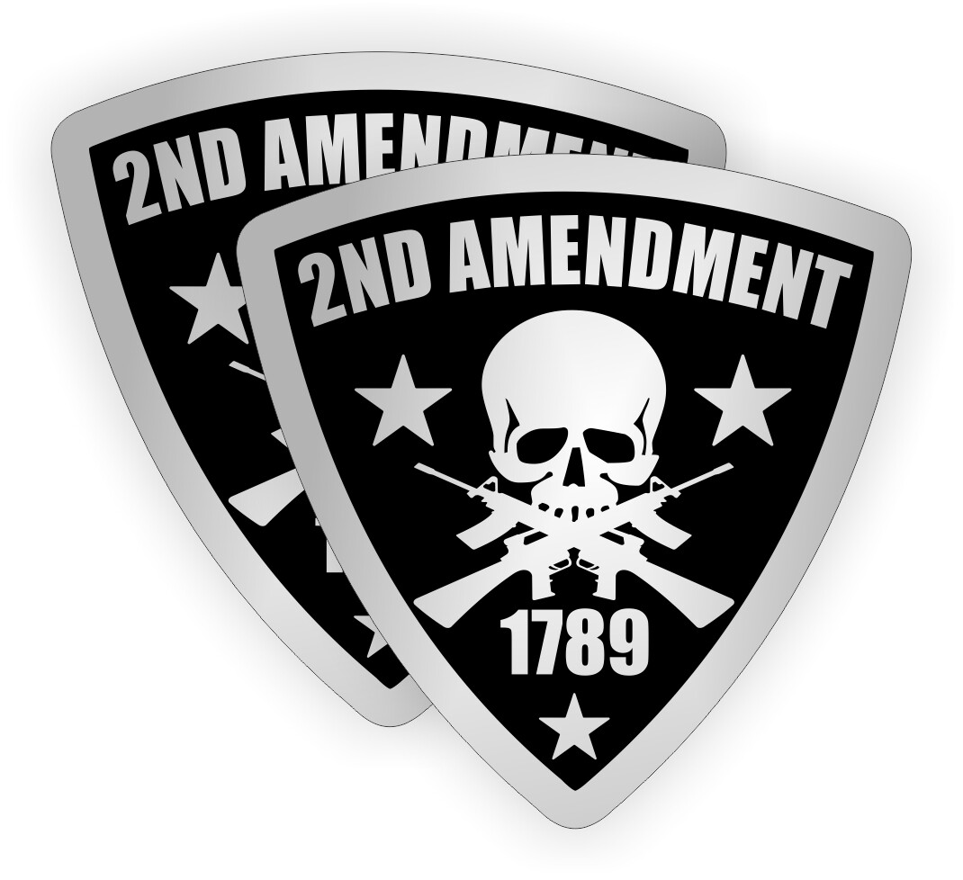 pair - 2nd Amendment Shield Hard Hat Stickers  USA America Patriotic Decals