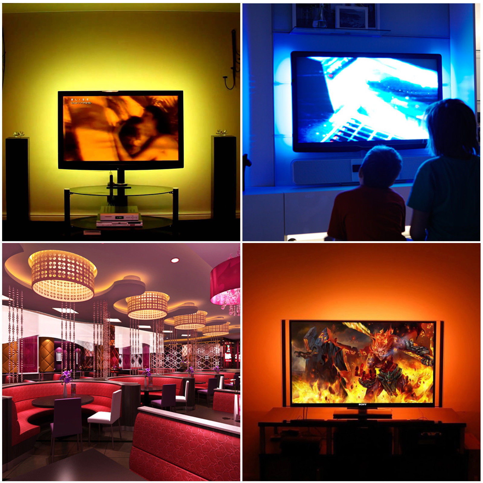 USB Powered Computer TV Backlight Kit RGB 5050 LED Light Strip Colour Change