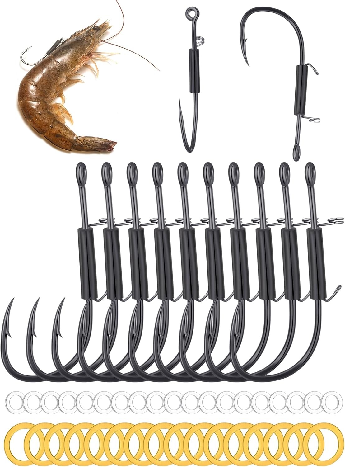 15/40 Pas Live Shrimp Hooks Saltwater Fishing Hooks - High Carbon Steel