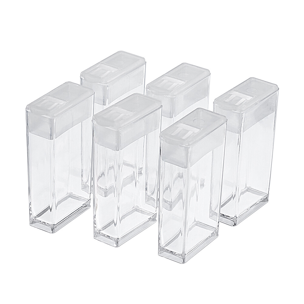6 pcs Clear Rectangle Plastic Bead Storage Containers 50x27x12mm Hole 9x10mm