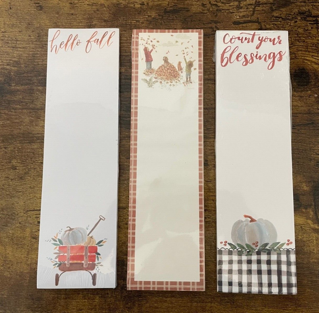 3 Magnetic Note Pads, PBK, Harvest Pumpkin Blessing Theme, 2 1/2" x 9 1/2", New