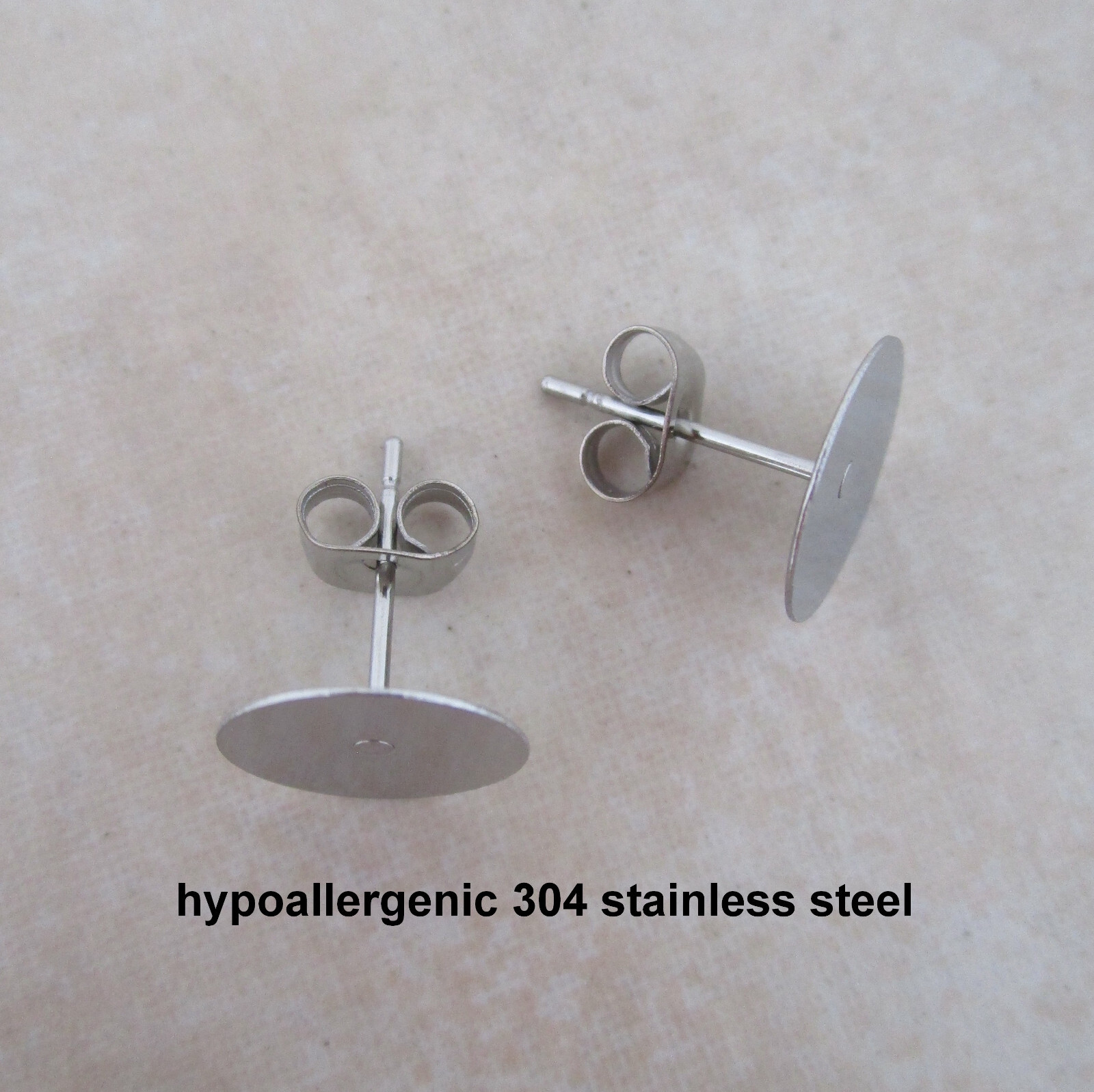 12 pairs earring studs 10mm pad hypoallergenic stainless steel