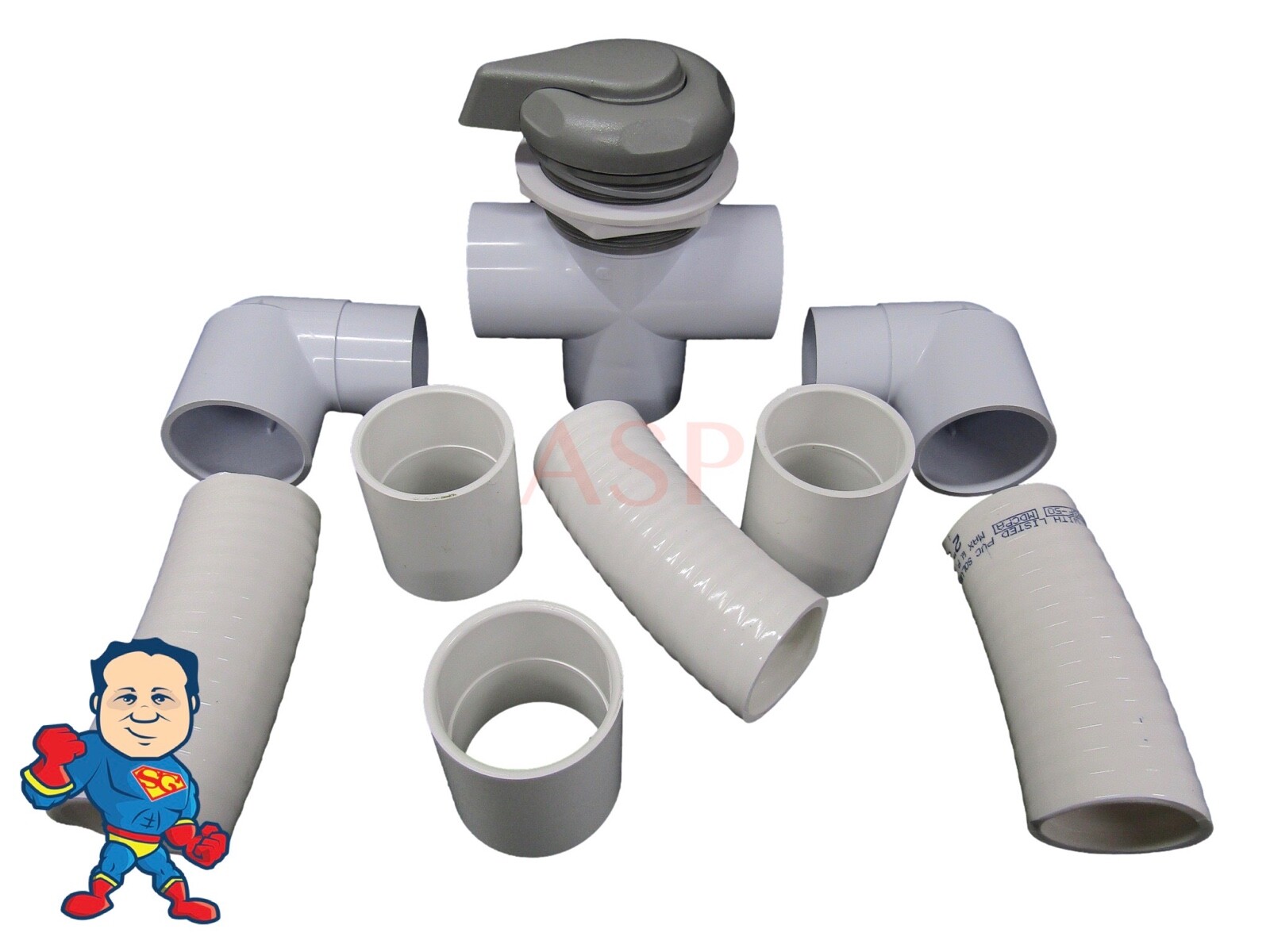 Diverter Kit 3 3/4" Wide Valve Control Gray Hot Tub Spa 2"slip x 2"slip X 2"slp