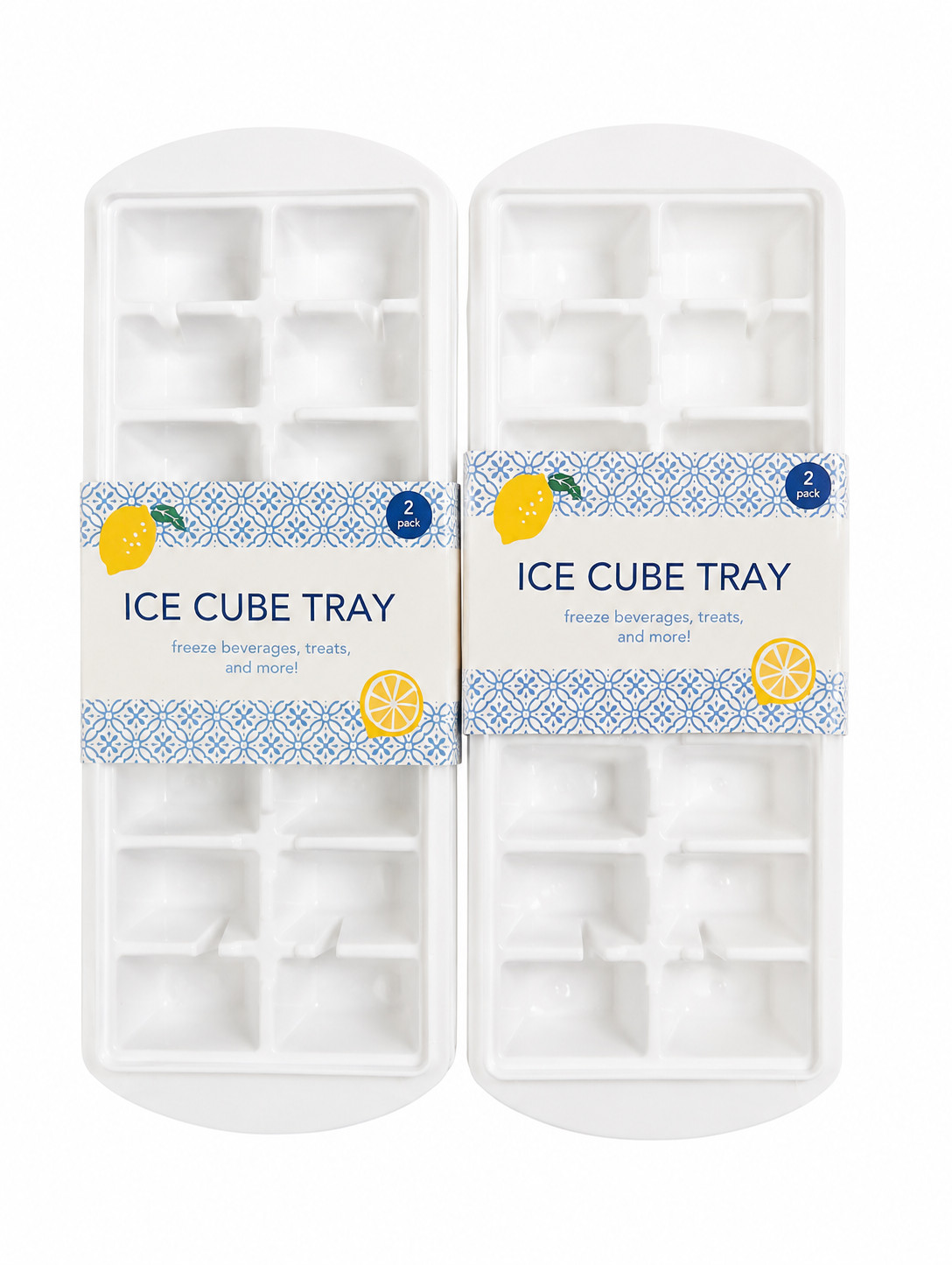 Plastic Ice Cube Trays - White, 2 Pack (x2) - 4 TRAYS TOTAL