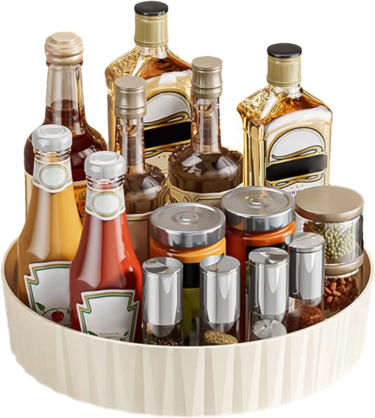 Turntable Spiice Organizer,Countertopp Storage Tray,Kitchen Jar Rack for Cooking