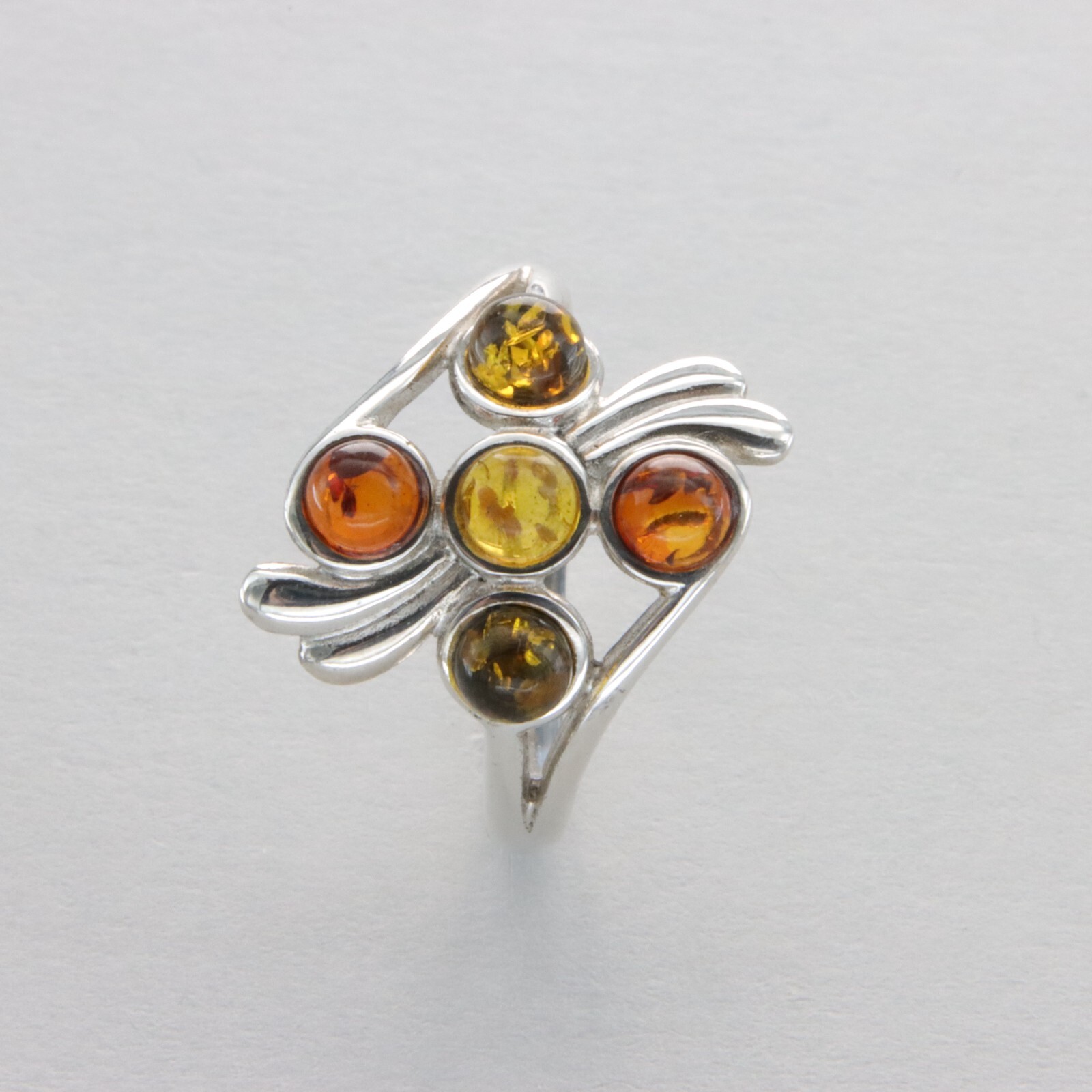 Multi-Color BALTIC AMBER Ring - 925 STERLING SILVER Poland #3e