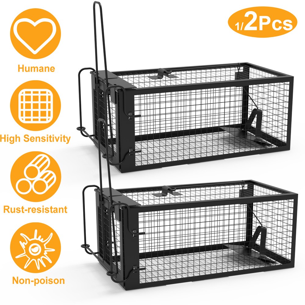 2Pcs Rat Traps Cage Humane Live Vole Mice Mouse Trap Rodent Trap Chipmunk Trap