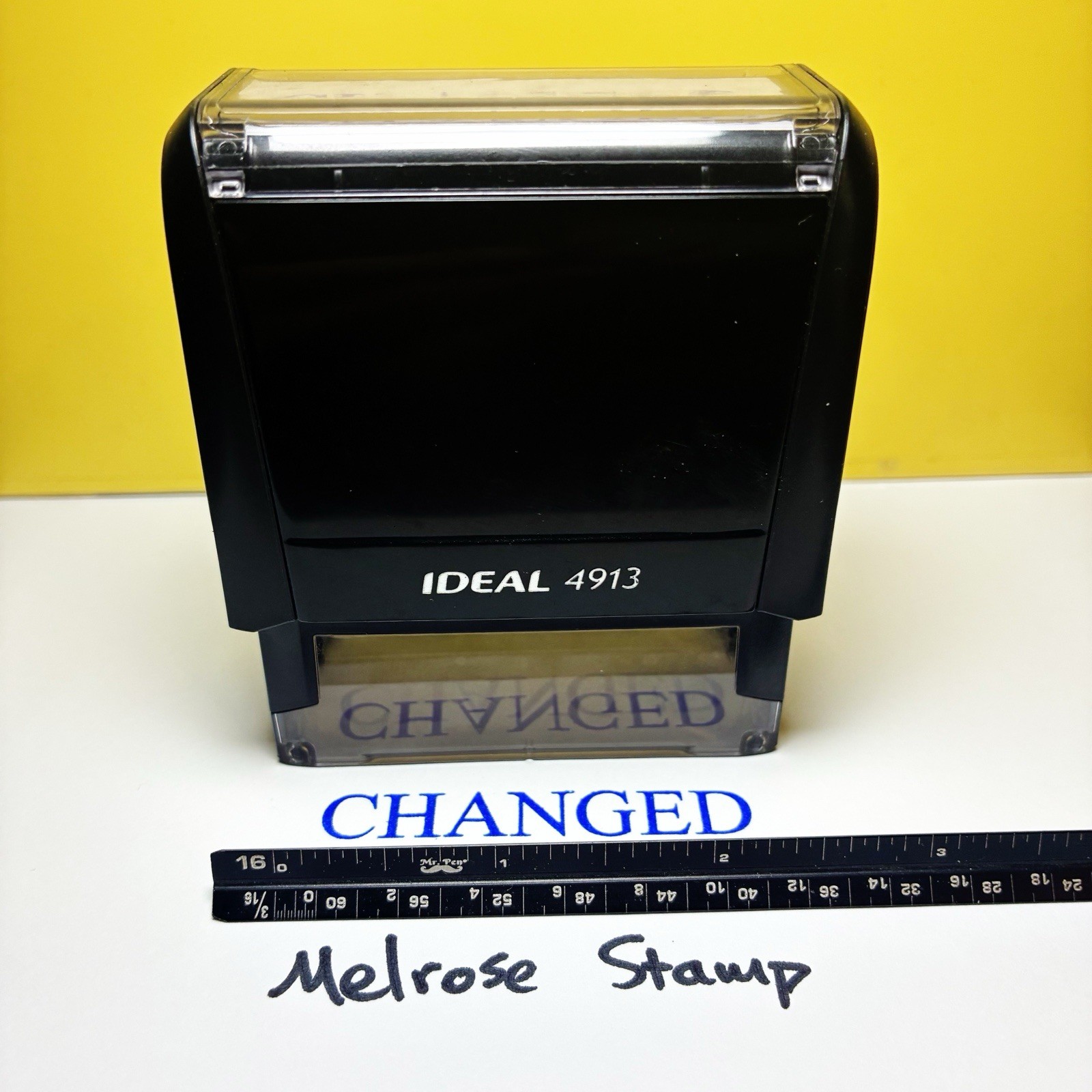 Changed Rubber Stamp Blue Ink Self Inking Ideal 4913