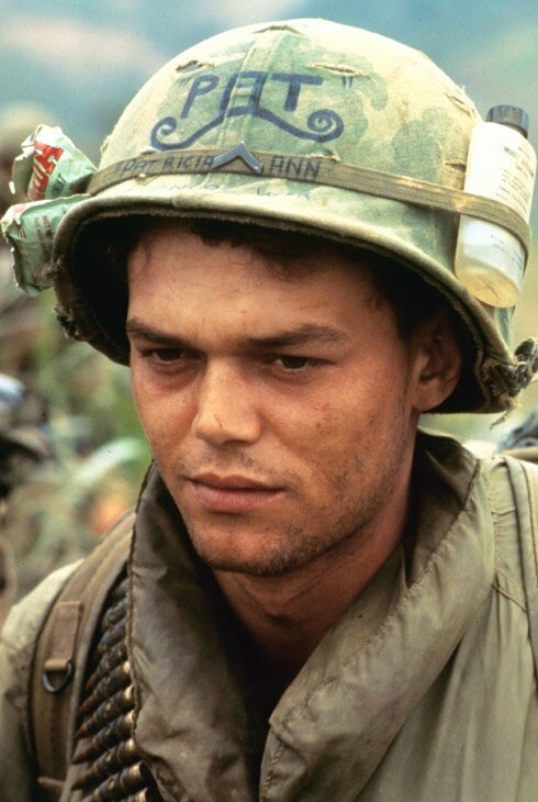 Vietnam  War  Photos -- Soldier With Writing On Helmet